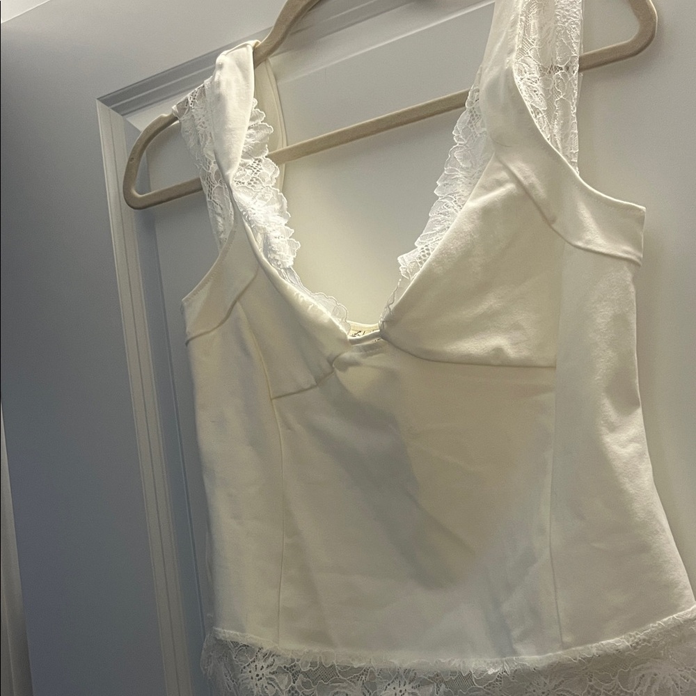 NWT Free People Cream Lace Accent Top
